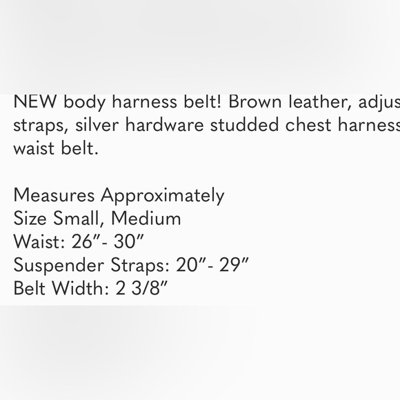 NEW Suspenders Brown Body Harness Adjustable Chest Harness Leather Belt …*NEW*